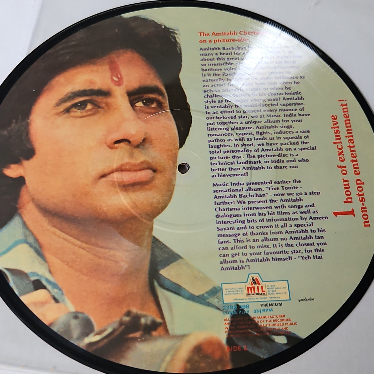 Amitabh Picture Disc for collection - presented by Amin Sayani Songs amd Dialogues in Vg+