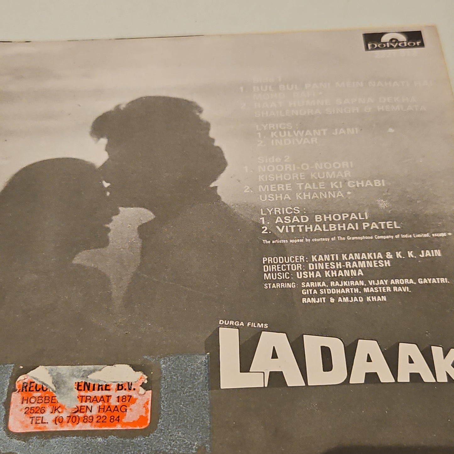 Ladaaku - rare original soundtrack by Usha Khanna 7 inch 45 rpm in near mint