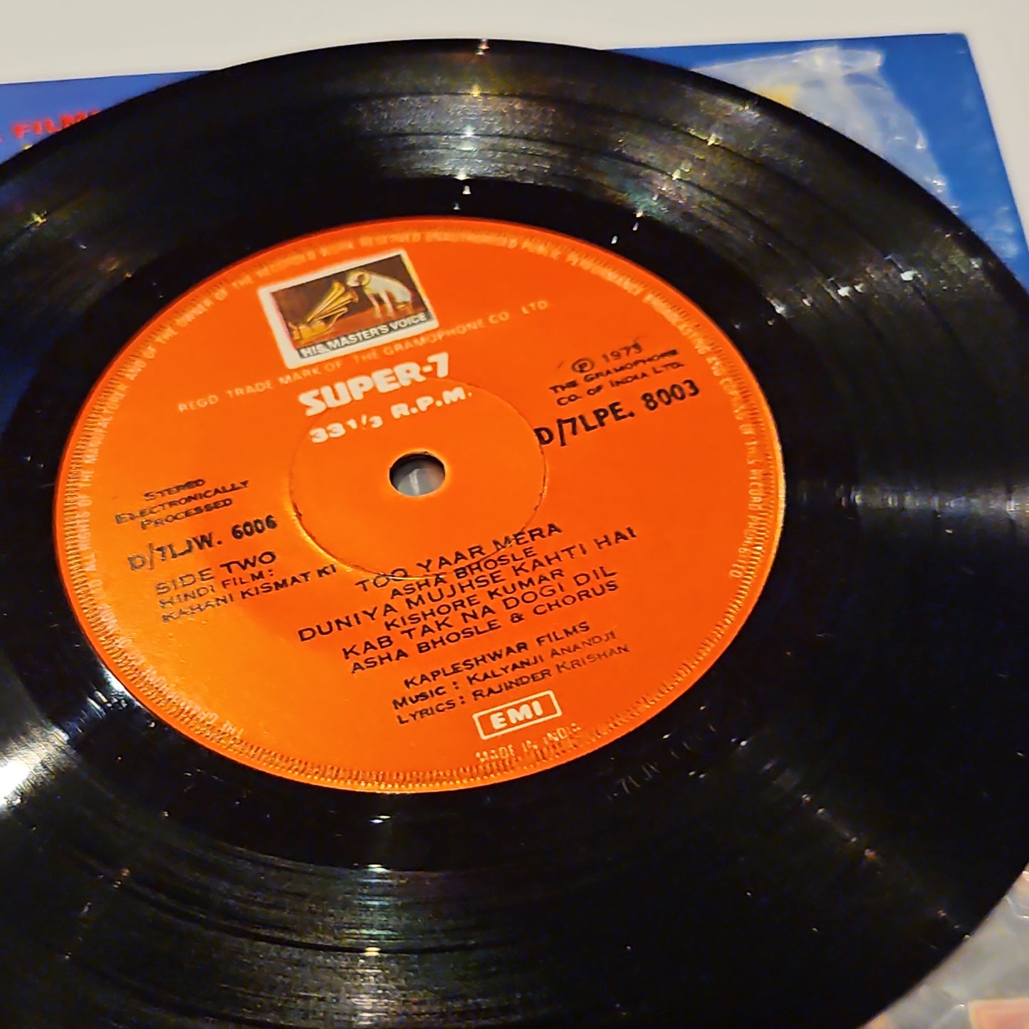 Kahani Kismat Ki - Dharmendra and Kishore -music by Kalyanji Anandji in near mint -7 inch EP
