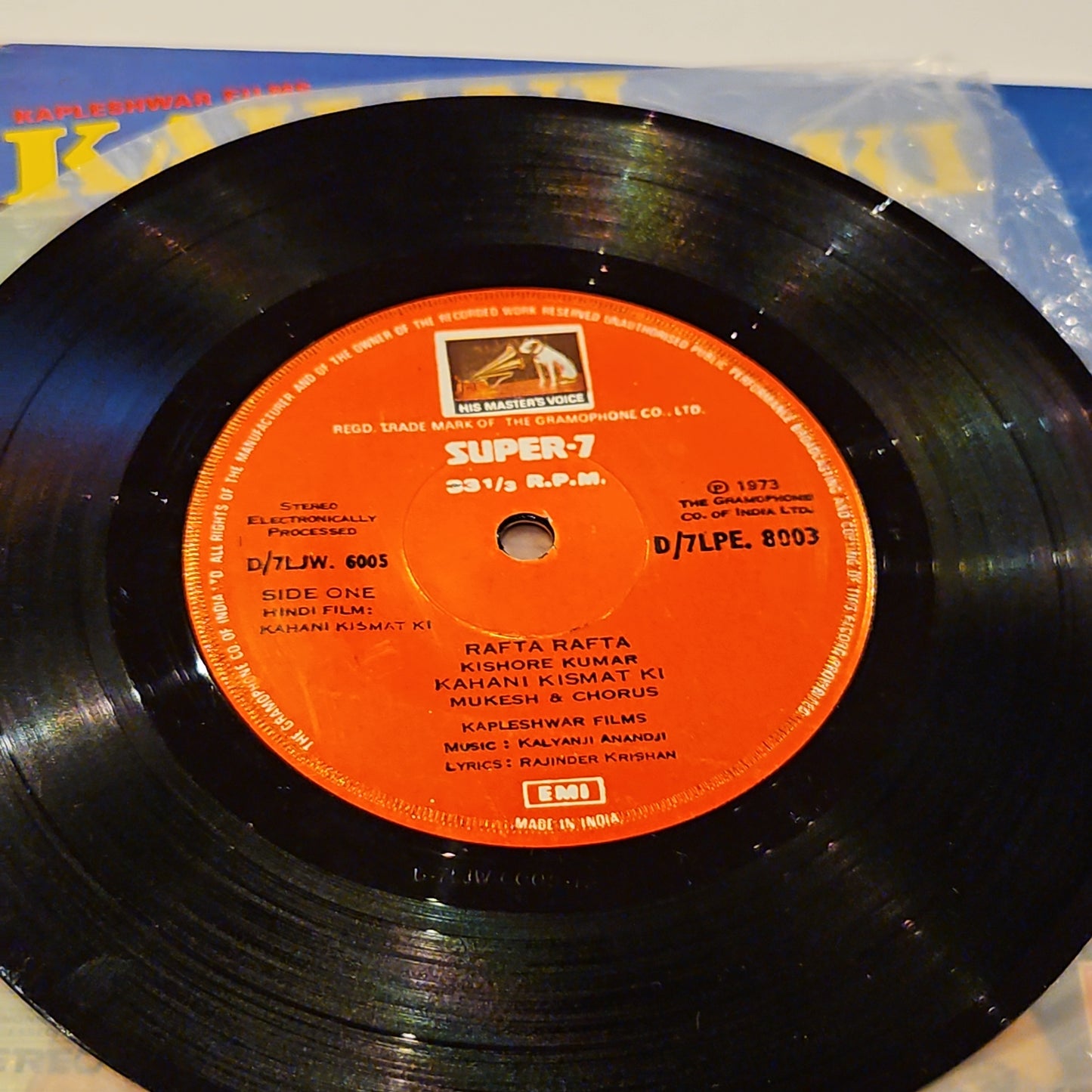 Kahani Kismat Ki - Dharmendra and Kishore -music by Kalyanji Anandji in near mint -7 inch EP