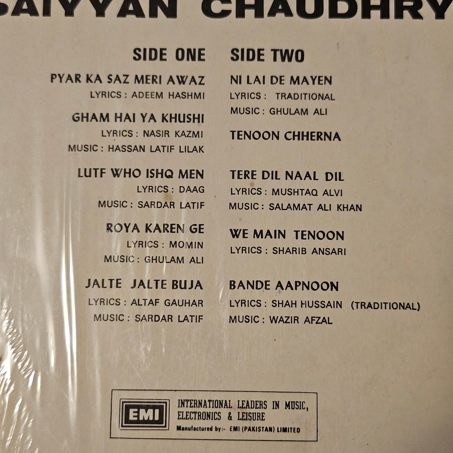 Saiyyan Chaudhry - An evening with - rare collection of ghazals in near mint - Pakistan folk - rare