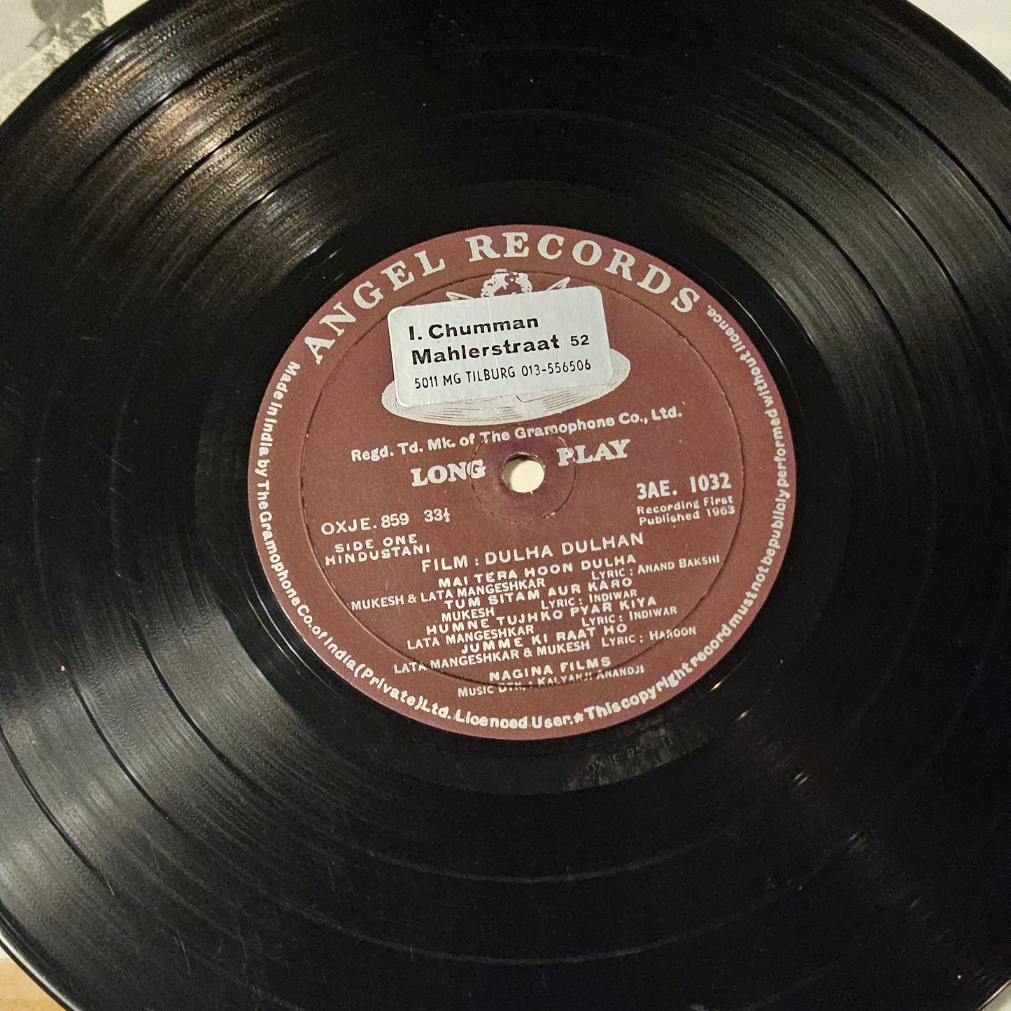 Dulha Dulahn- 10 inch angel orivinal soundtrack - Music by Kalyanji Anandji - Lyrics various-  Classic in excellent to near mint