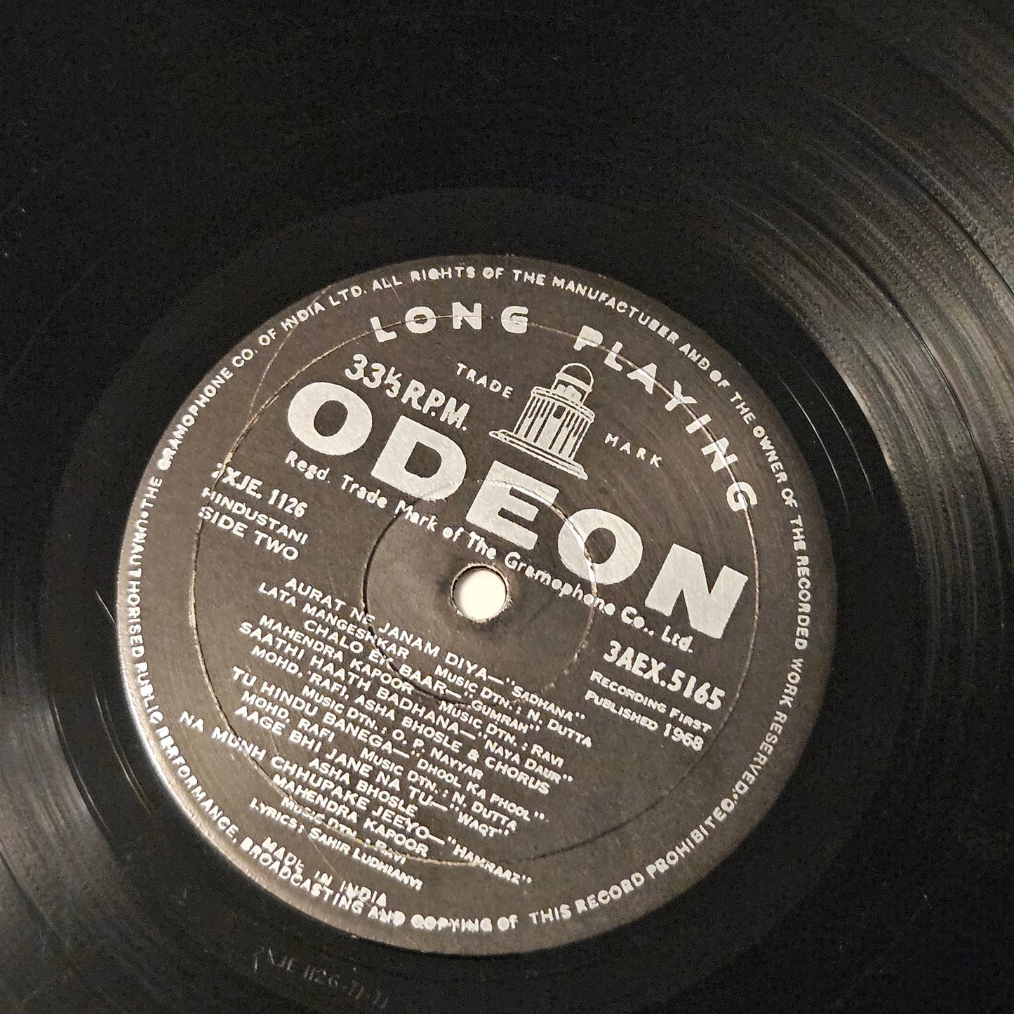 Hits from B. R. Chopra films -superhit songs Ring Odeon version in VG++ condition