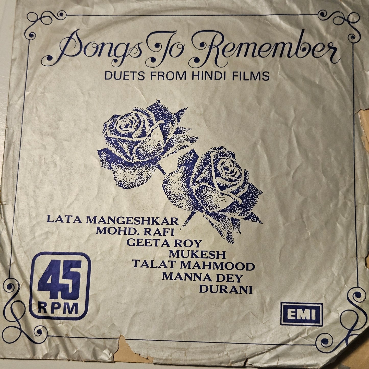 Duets - Songs to remember  in excellent condition - superb and rare collection of rare classic songs - from films Halaku, Parvarish, Shair-  45 rpm LP