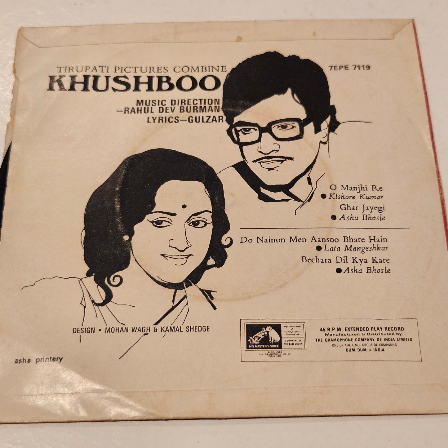 Khushboo  - R. D. Burman and Gulzar  - HMV EP  in VG++ to excellent