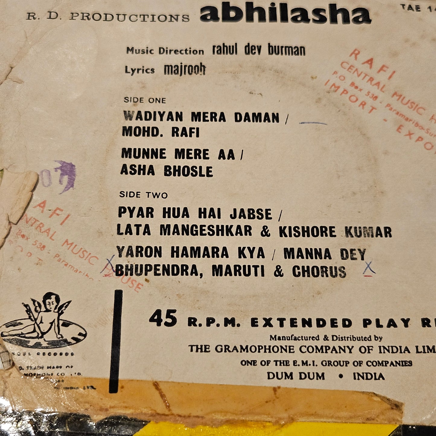Abhilasha - R. D. Burman - Angel  Ep in VG+