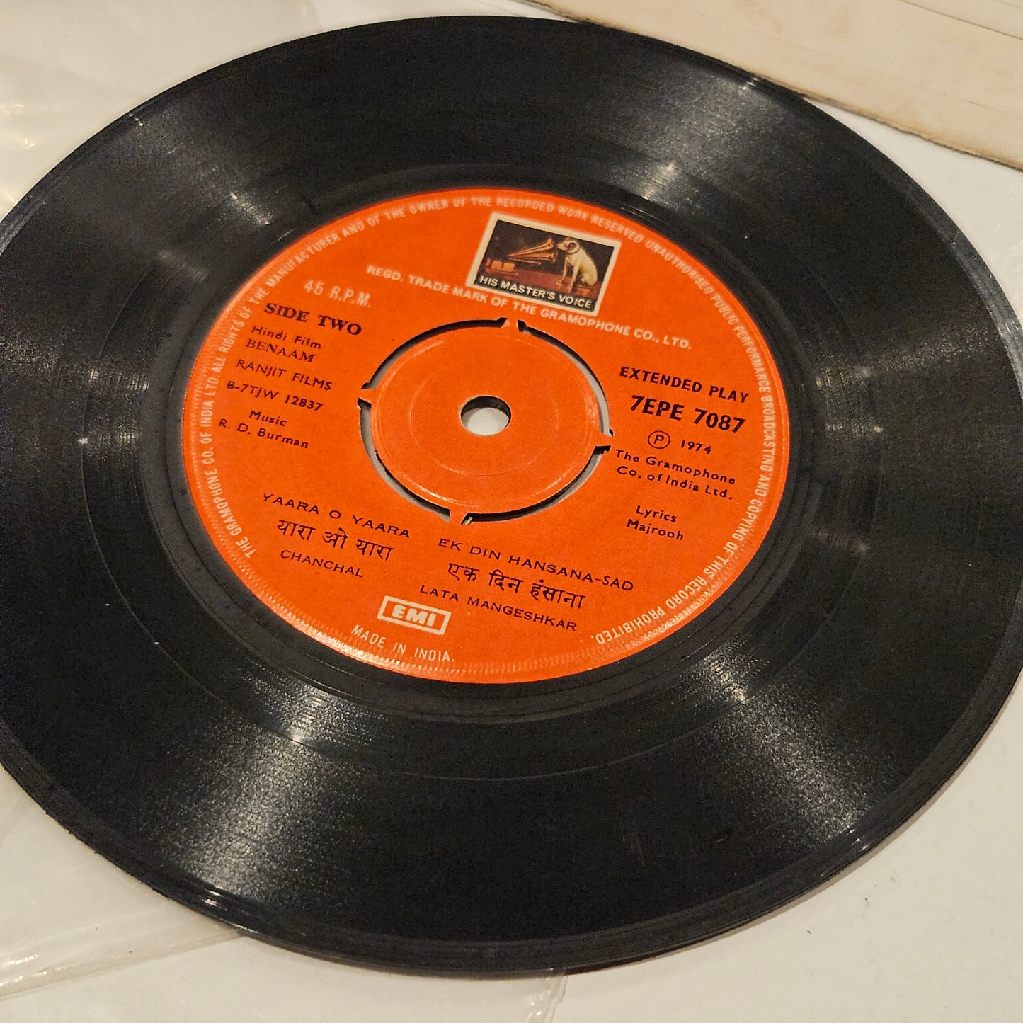 Benaam - R. D. Burman   - HMV EP  in VG++ condition