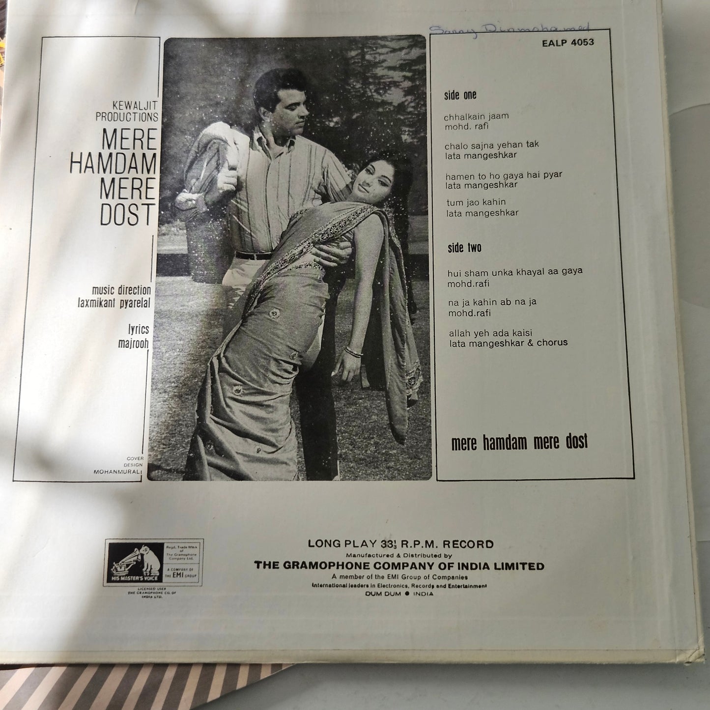 4 LPs Dharmendra Superhit films - original soundtrack  Charas, Shalimar and Mere Hamdam Mere Dost and Krodhi  in VG++ to excellent - great deal