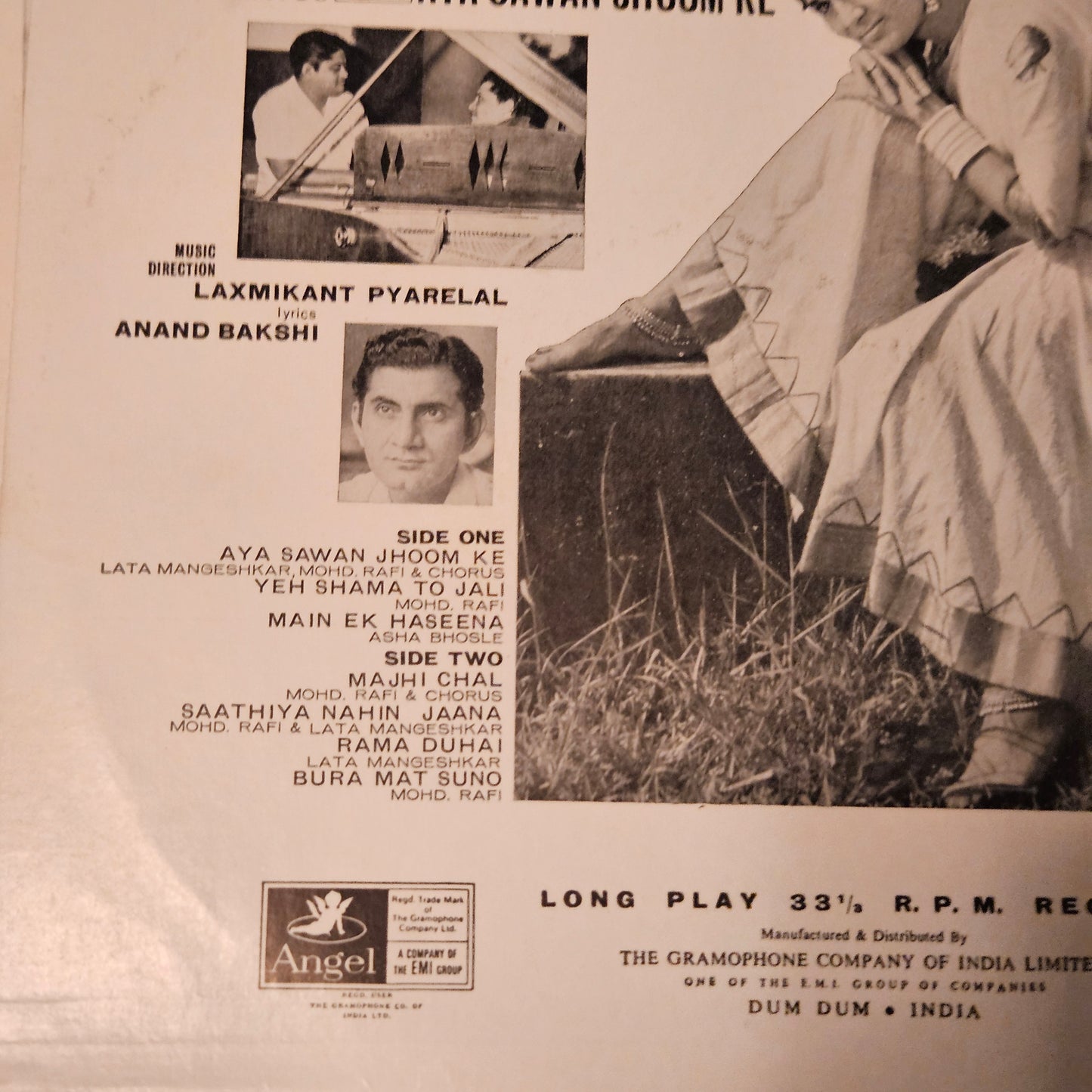 4 LPs Dharmendra's films and Laxmikant Pyarelal Superhit Aas Paas, Kartavya, Aya Sawan Jhoom ke, and Mere Hamdam Mere Dost in excellent condition