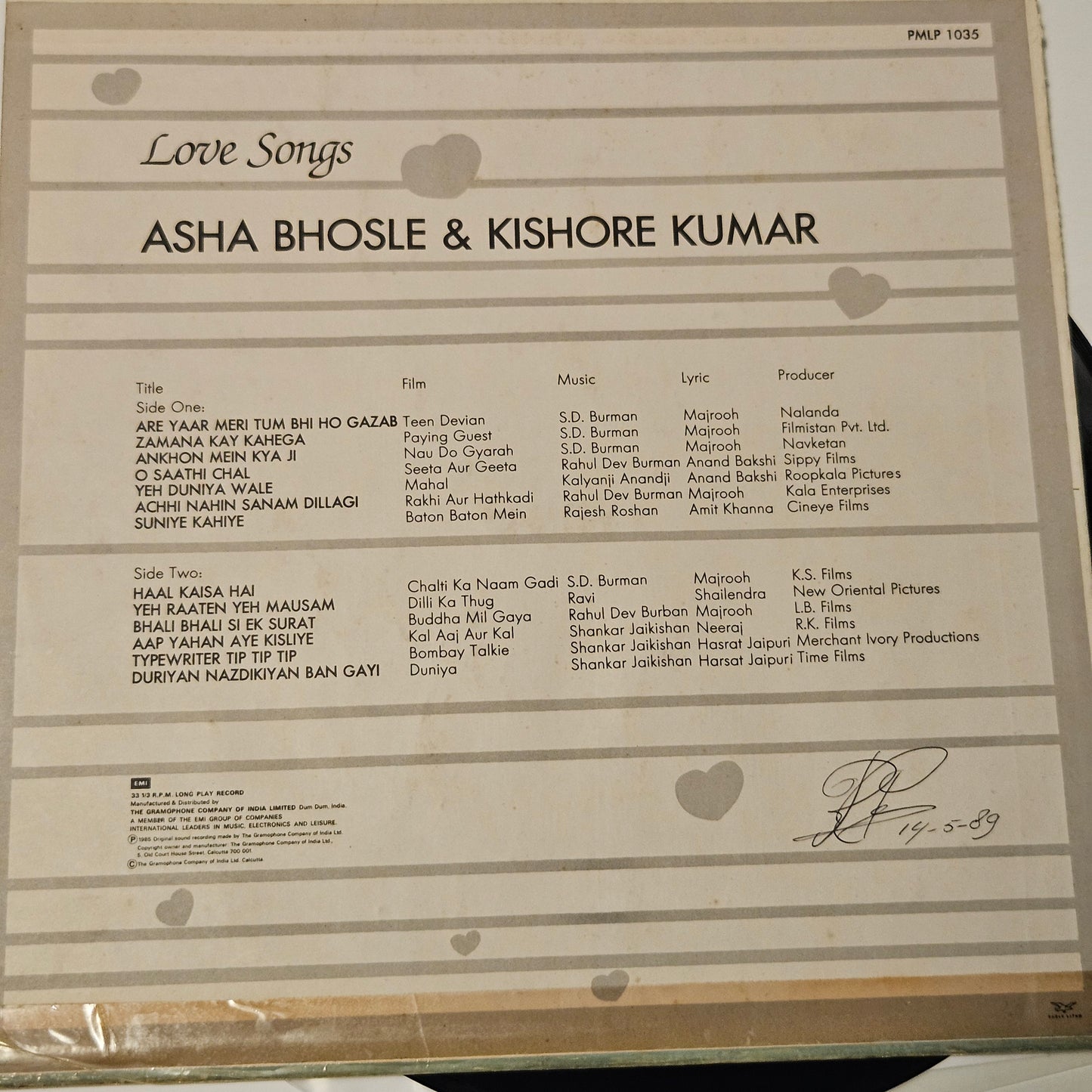 Duets - Asha Bhosle  and Kishore Kumar Love Songs in excellent - superb and rare collection of songs