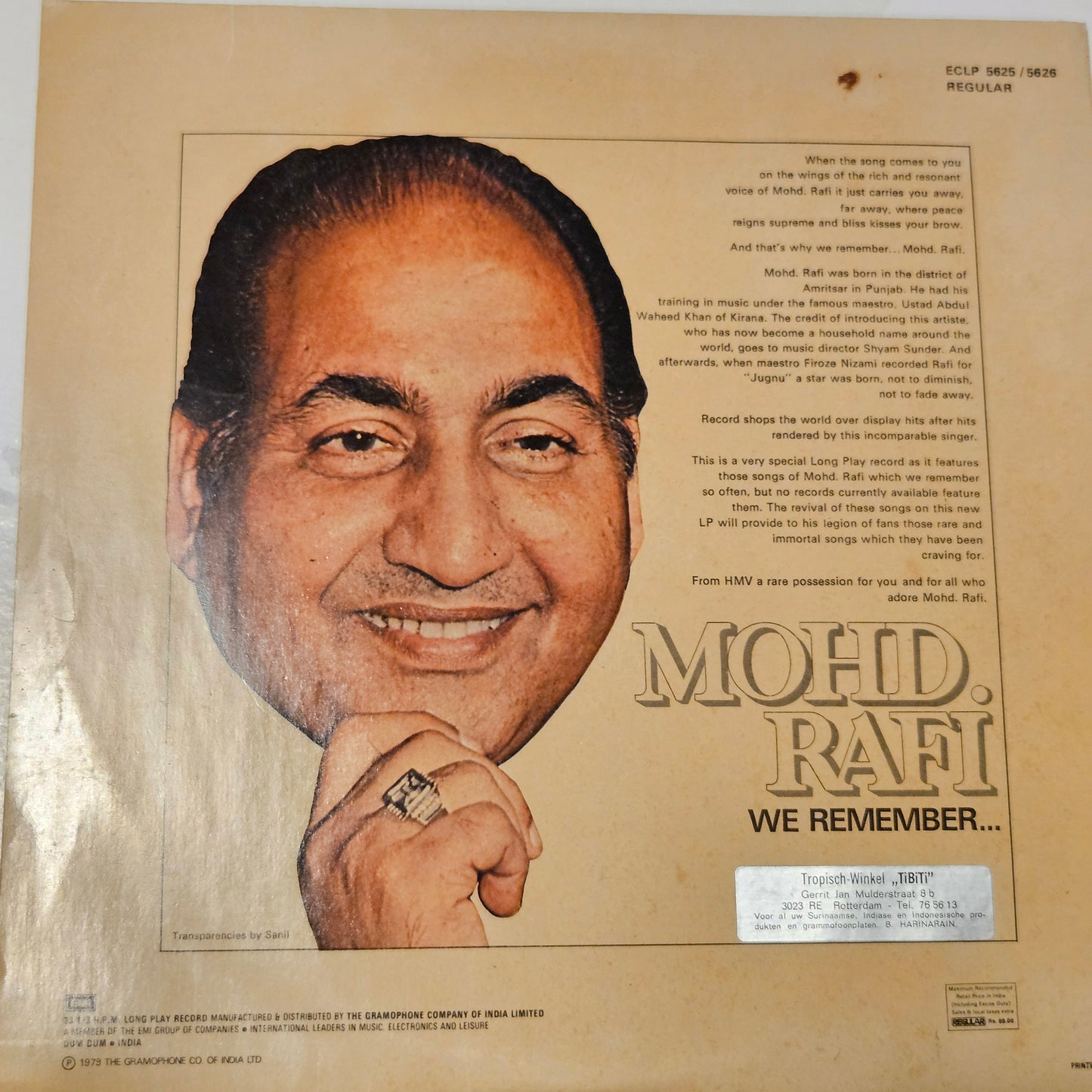 Mohammed Rafi - We Remember Rare song collection - 2 LP set  in excellent  condition