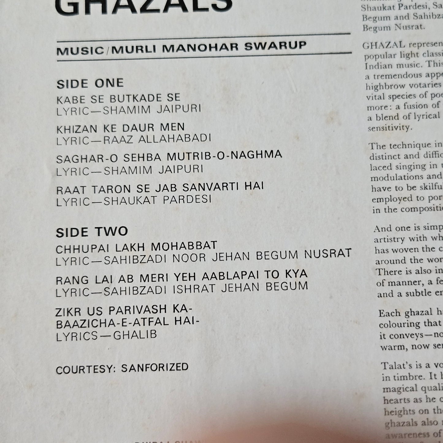 Talat Mahmood  3 records - Great collection of Ghazals albums in near mint condition