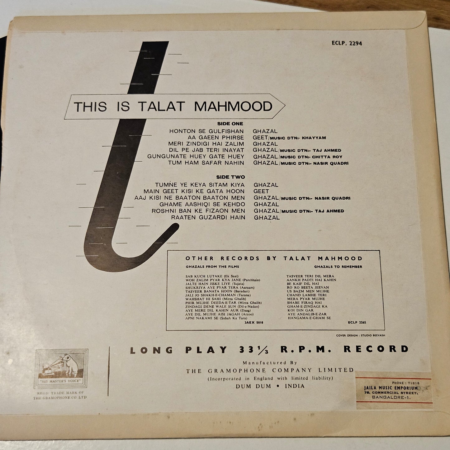 Talat Mahmood - This is Talat mahmood - collection of Geets and  Ghazals in VG++