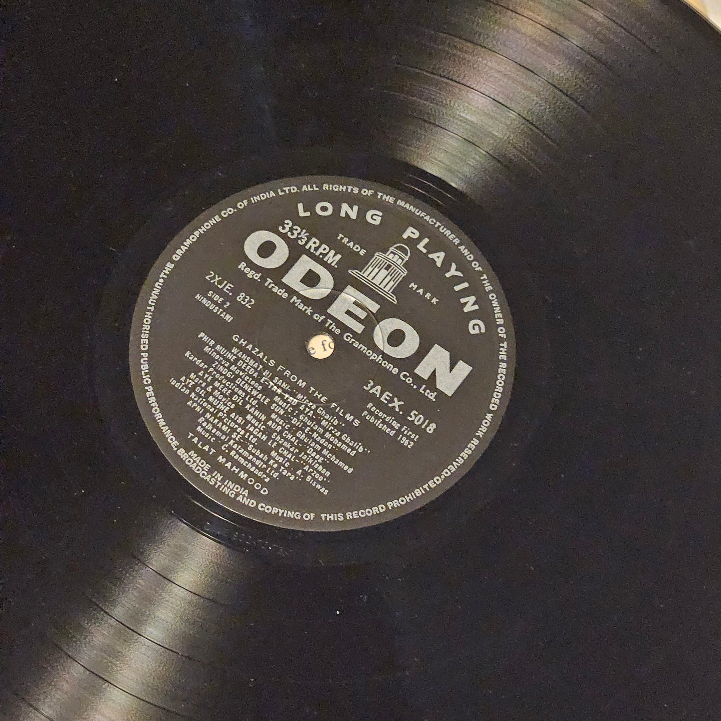 Talat Mahmood - ghazals from Films - The love songs of Talat-  in near mint condition - from original soundtrack 3AEX 5018