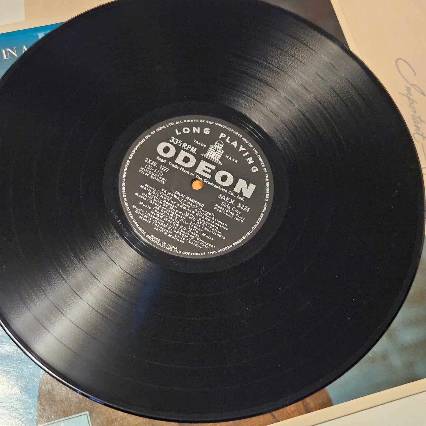 Talat Mahmood - Songs from Films - In Blue Mood -  in near mint condition - from original soundtrack 3AEX 5224