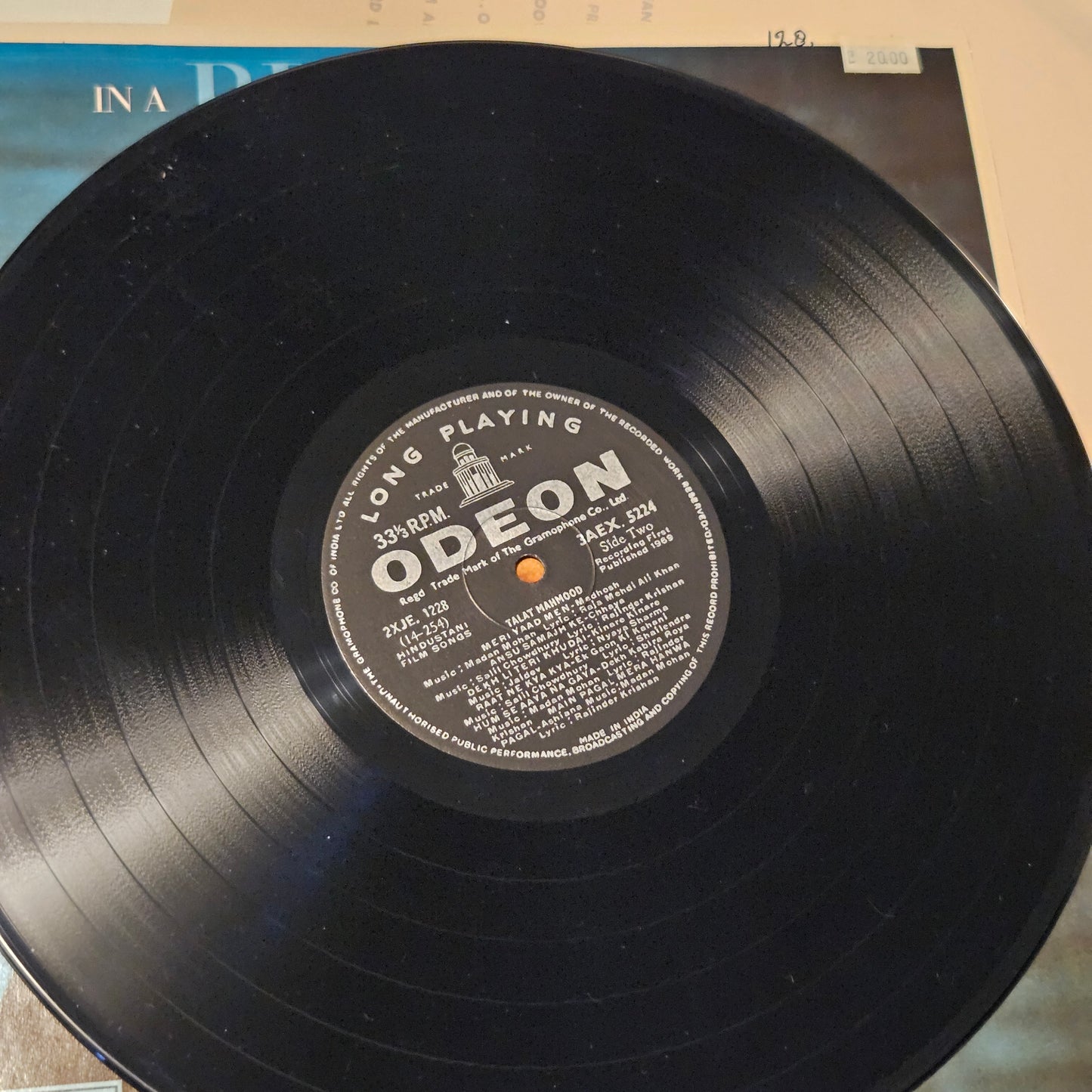 Talat Mahmood - Songs from Films - In Blue Mood -  in near mint condition - from original soundtrack 3AEX 5224