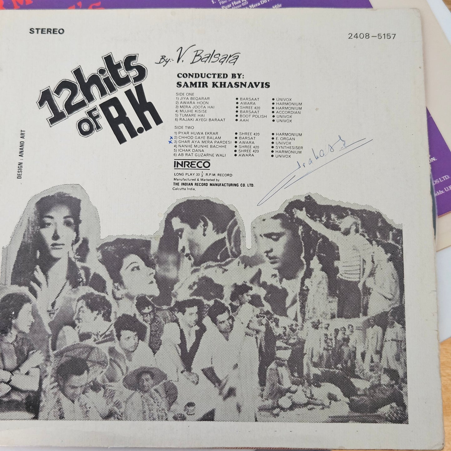V. Balsara – 12 Hits Of R.K. Inreco – 2408-5157 LP 1981 in VG++ condition