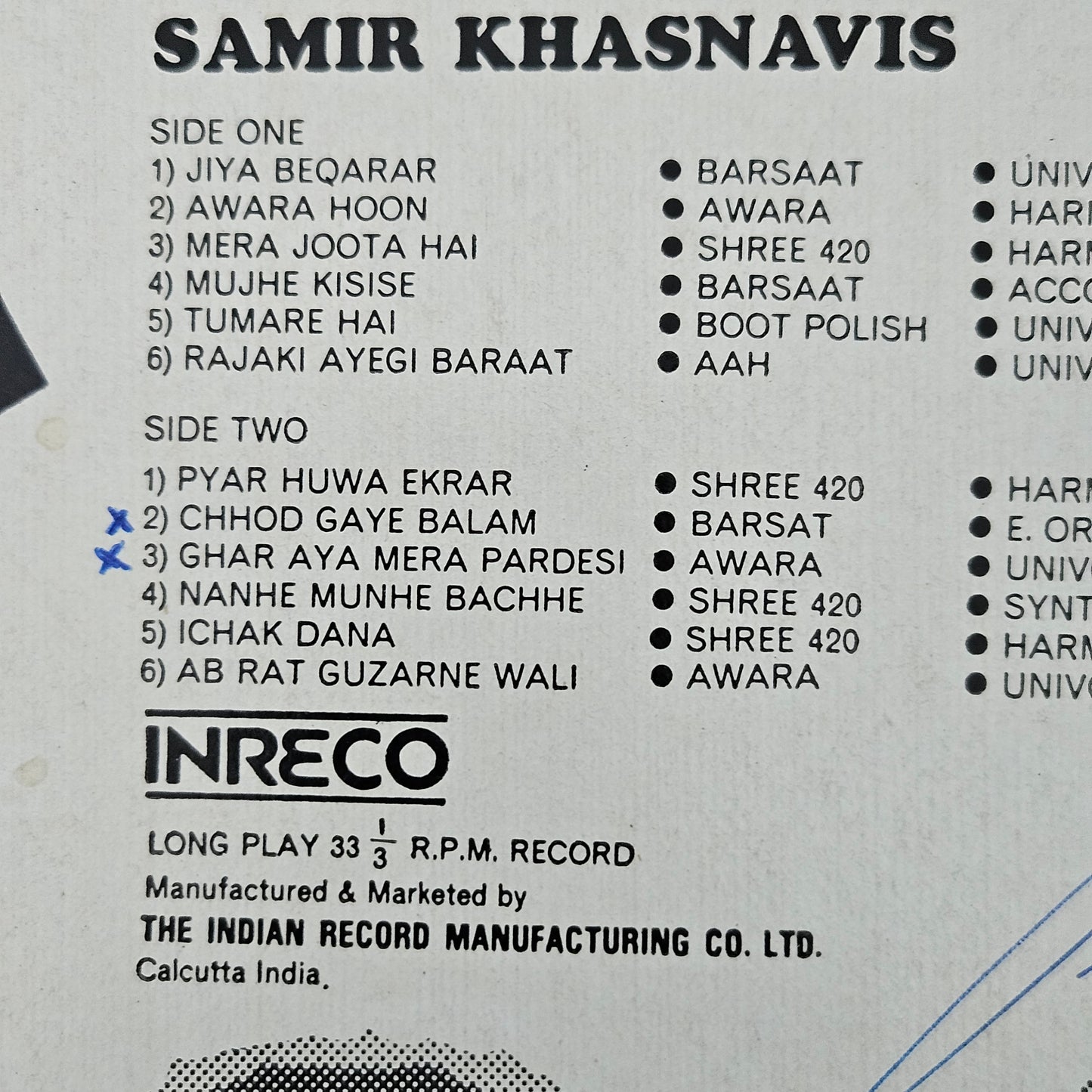 V. Balsara – 12 Hits Of R.K. Inreco – 2408-5157 LP 1981 in VG++ condition