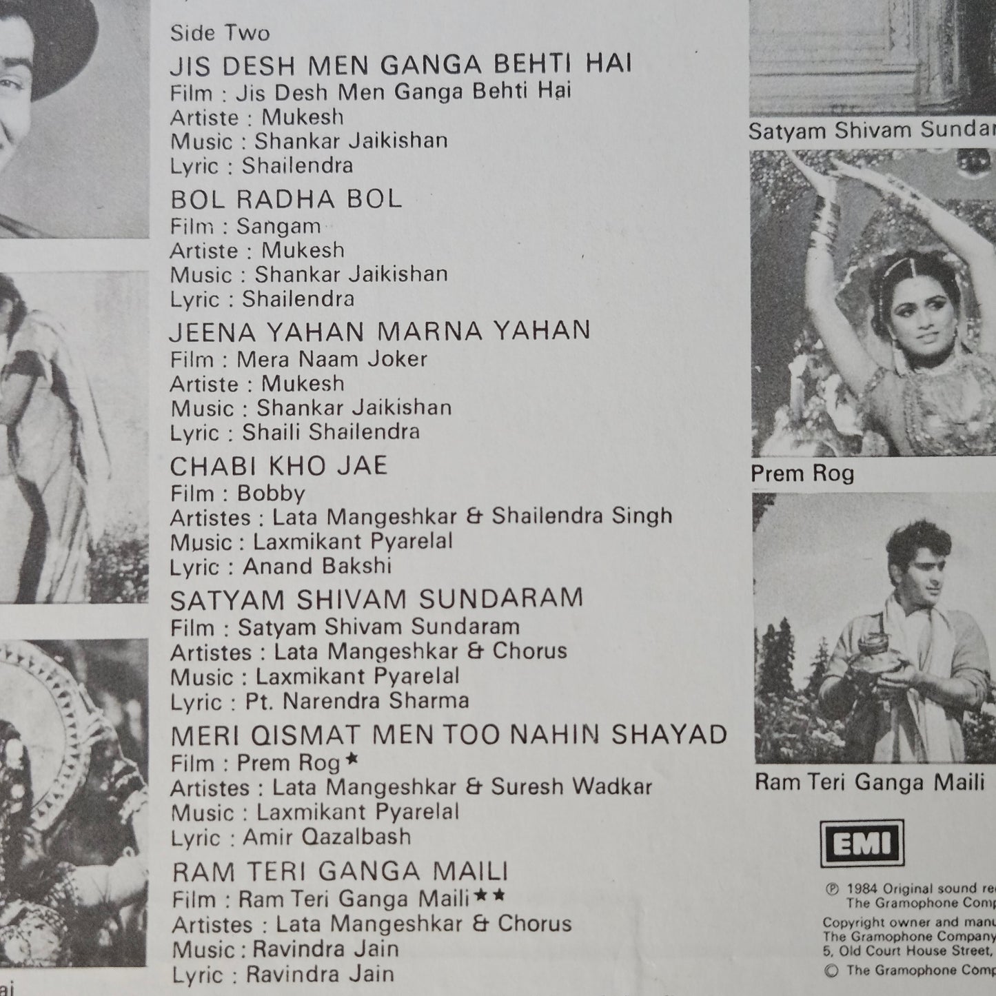 Various – Raj Kapoor (60th. Birthday Commemorative Album) HMV– ECLP 5977
LP Mono 1984