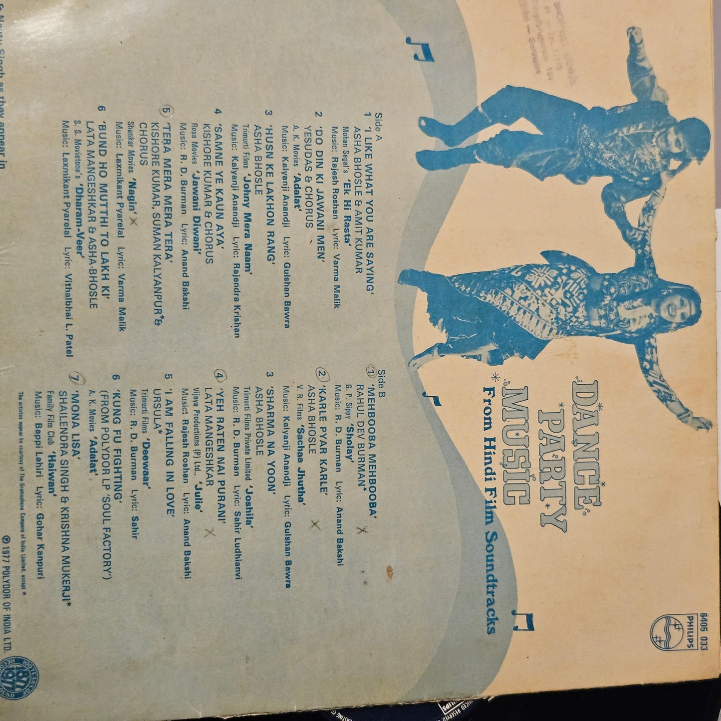Dance part music  in VG++ condition Philips 6405033 - rare collection from original soundtracks Include *I m falling in love* from Deewar