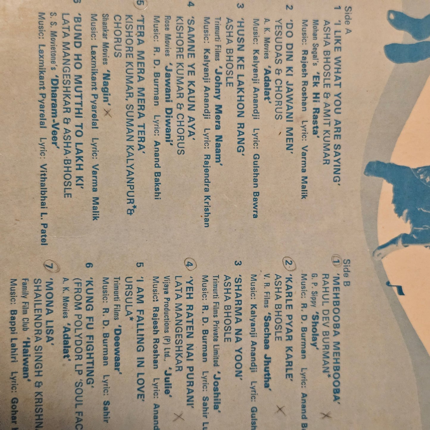 Dance part music  in VG++ condition Philips 6405033 - rare collection from original soundtracks Include *I m falling in love* from Deewar