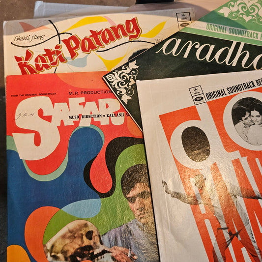 4 lps Rajesh Khannas Superhit Lps collection 1.Aradhana, 2. 3.Do Raaste,  and 4.Safar  in excellent to near Mint condition