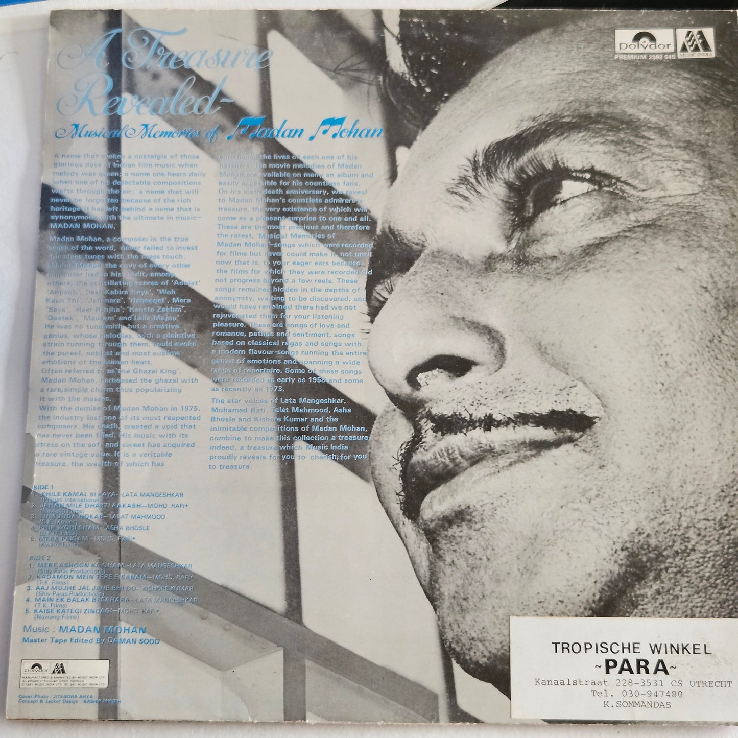 Madan Mohan - Unreleased songs Rare & collector item in Near Mint madan mohan pics from original soundtracks