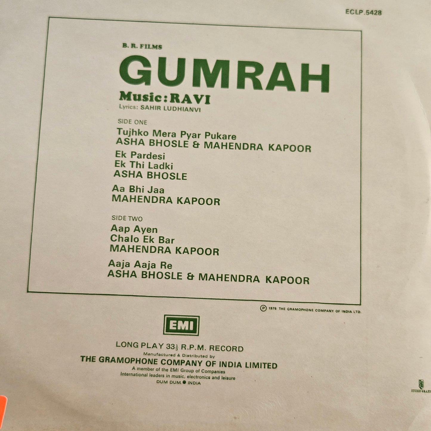 4 LPs package deal - Gumrah, Saraswatichandra, Bharosa, and Phr Subah Hogi classic Superhit  from original soundtracks