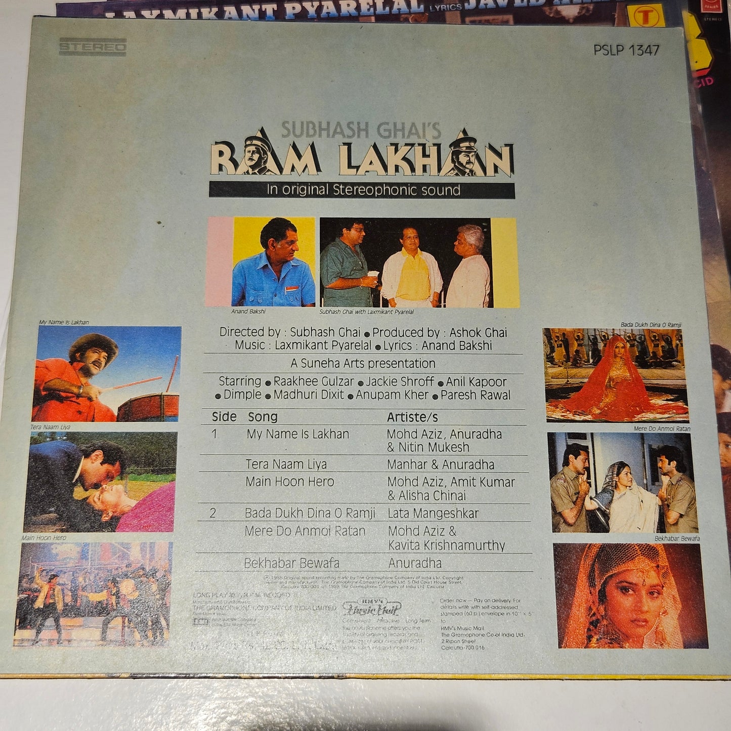 3 lps (80s- 90s hits) Anil Kapoor superhit films 1. Tezaab 2. Ram Lakhan and 3. Mr. India  by In near mint  condition - original released soundtracks - Music by Laxmikant Pyarelal