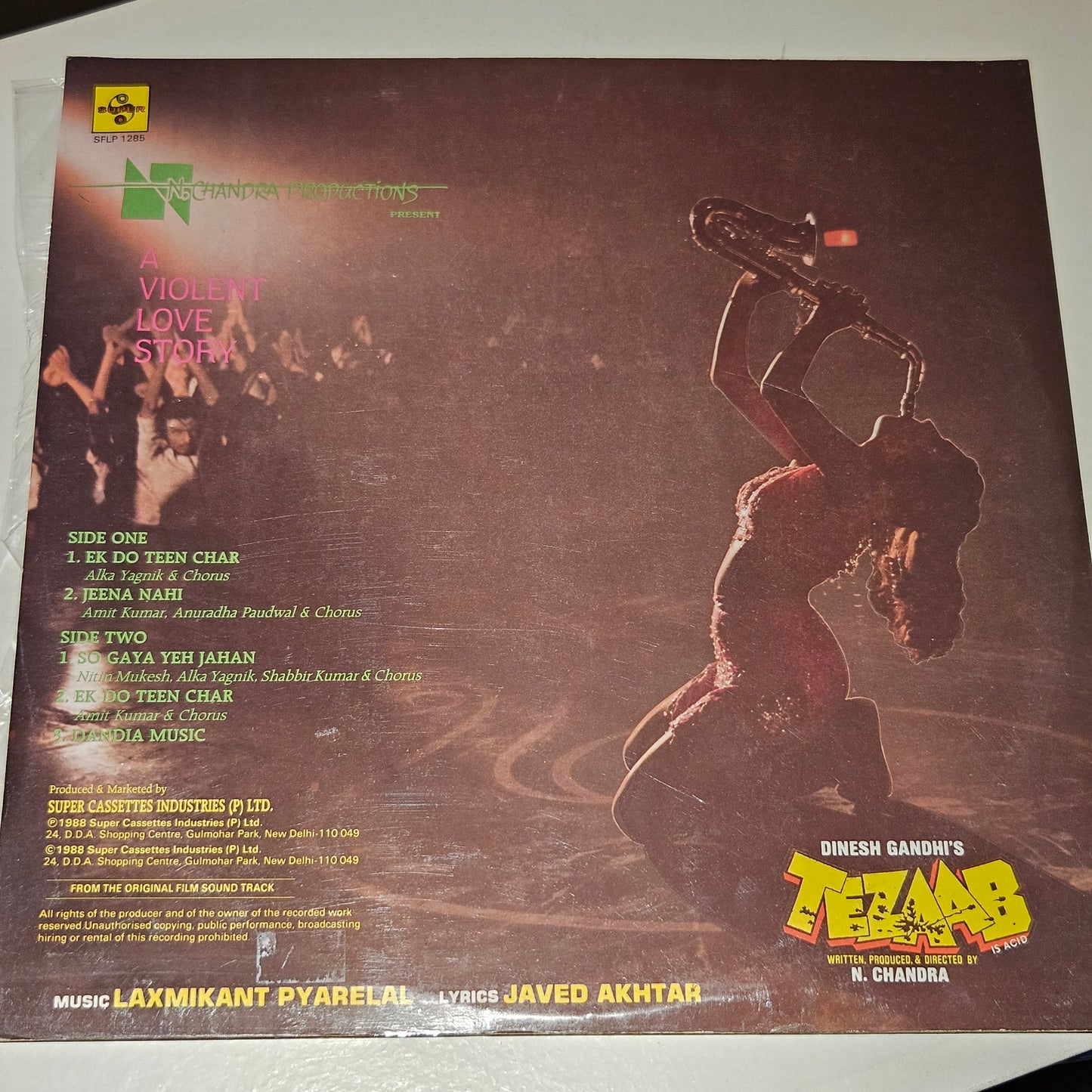 3 lps (80s- 90s hits) Anil Kapoor superhit films 1. Tezaab 2. Ram Lakhan and 3. Mr. India  by In near mint  condition - original released soundtracks - Music by Laxmikant Pyarelal