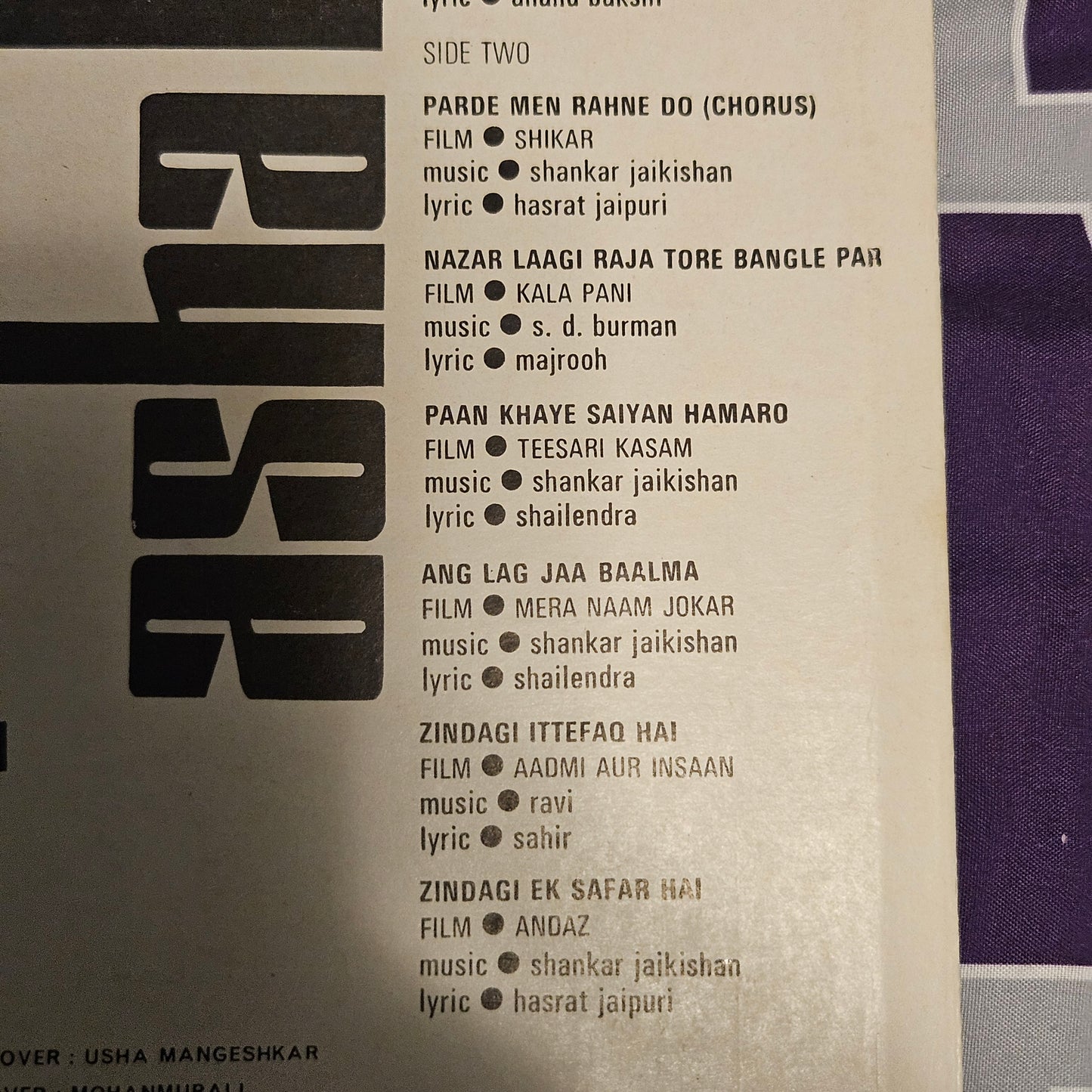 Asha bholse - Top Film hits in Heavy Odeon pressing in VG++ MOCE 4136 from original soundtracks