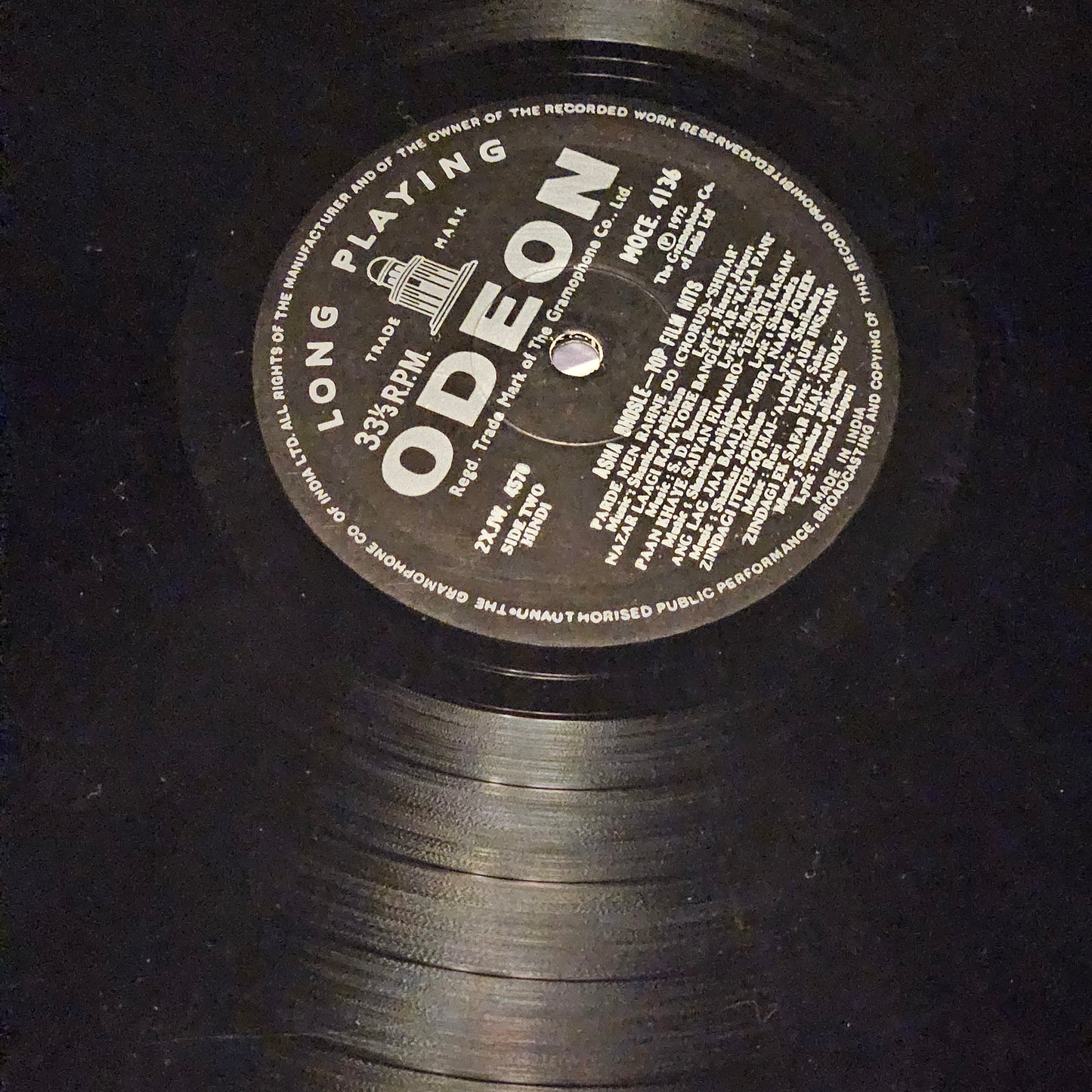 Asha bholse - Top Film hits in Heavy Odeon pressing in VG++ MOCE 4136 from original soundtracks