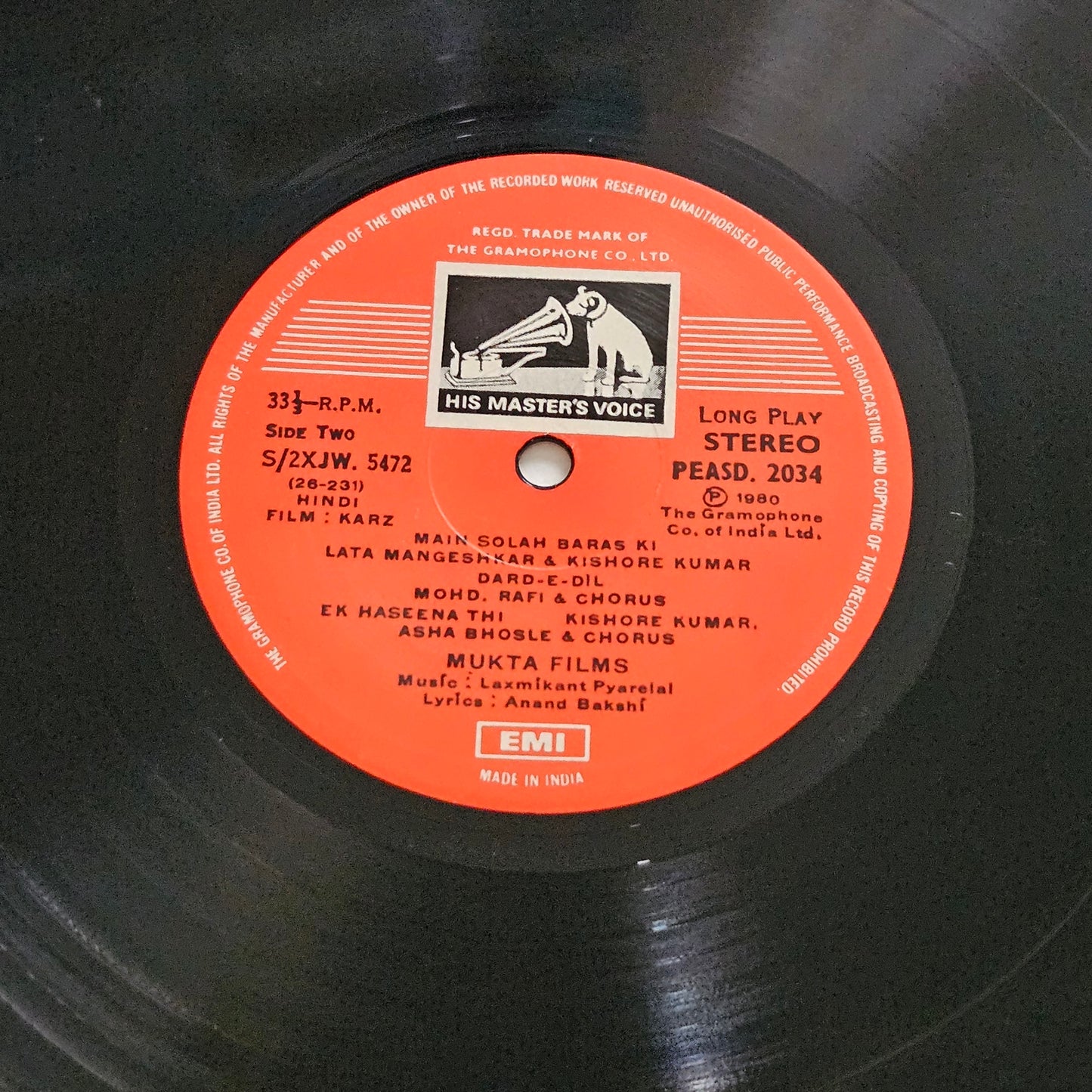 Karz (1977) - laxmikant Pyarelal - Blockbuster  in excellent condition from original soundtrack