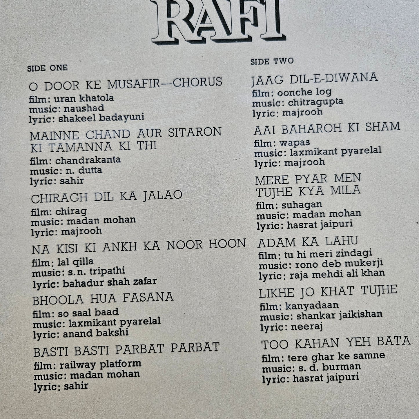 Mohammed Rafi - Lingering memories ECLP 5721 - great collection in Excellent condition from original soundtrack - read description