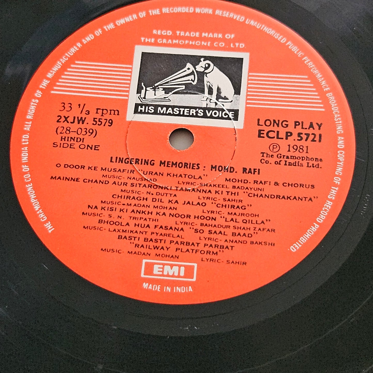 Mohammed Rafi - Lingering memories ECLP 5721 - great collection in Excellent condition from original soundtrack - read description