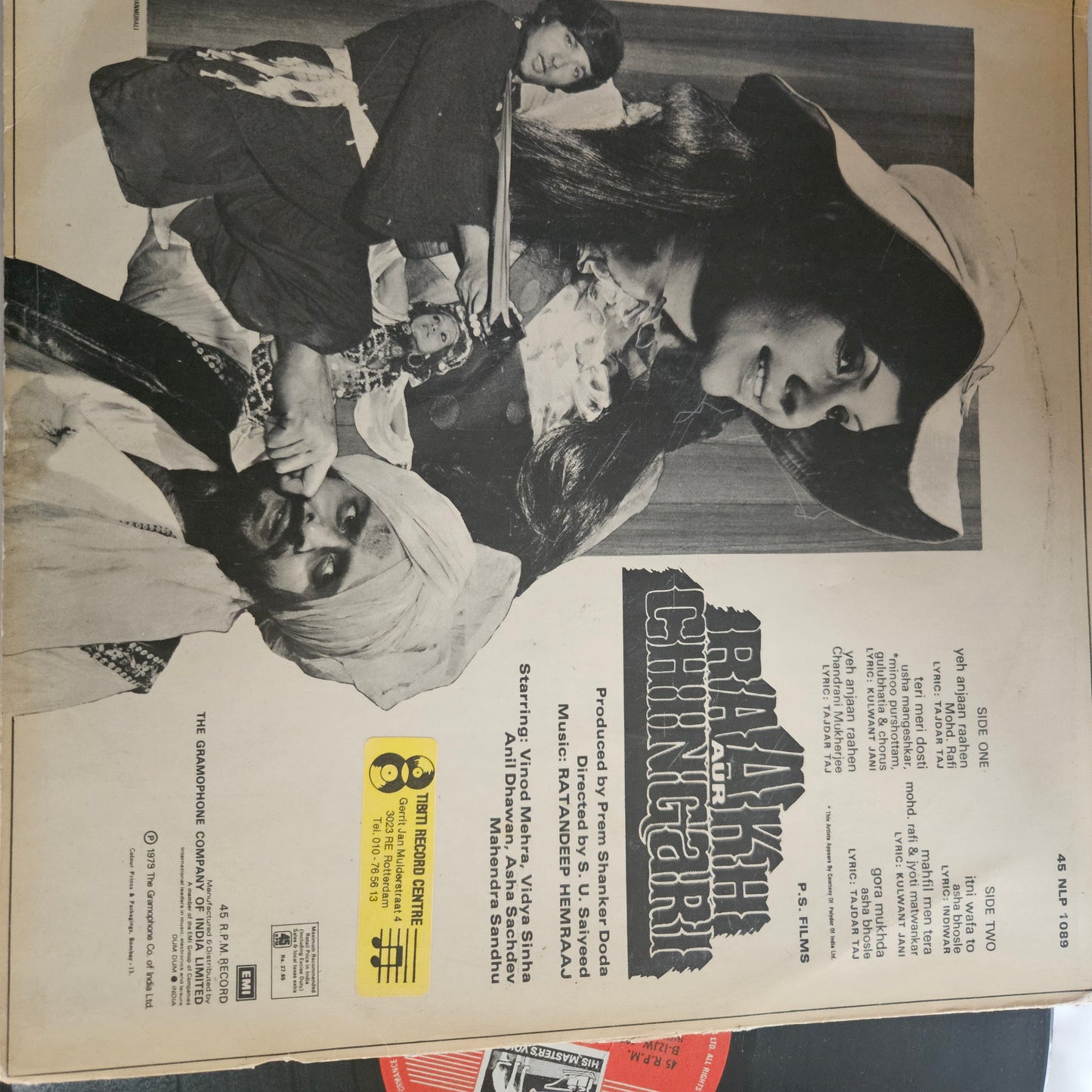 Raakh Aur Chingari  - Music by Ratandeep Hemraj in Excellent condition from original soundtrack 45 rpm LP  including Rafi rare songs