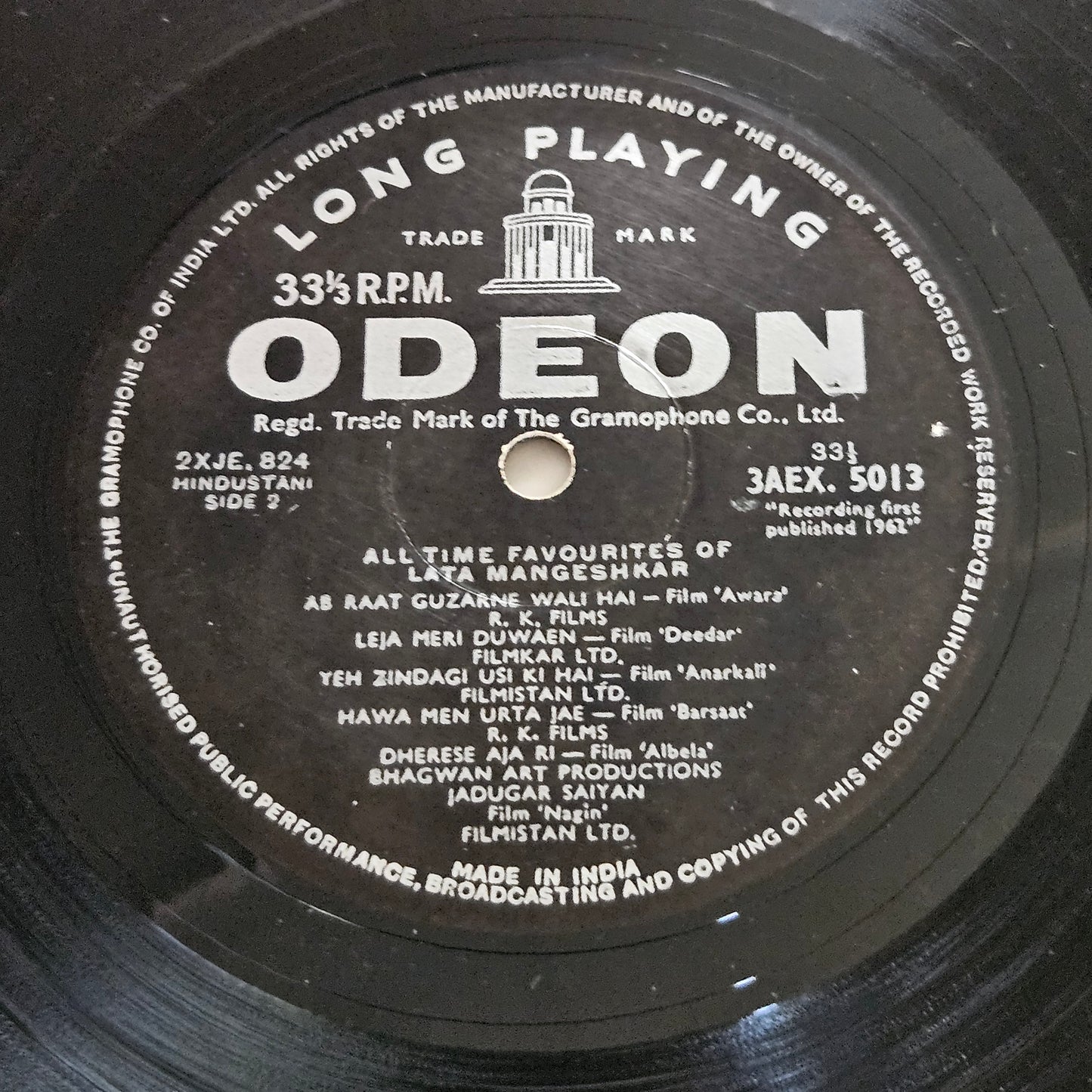 Lata Mangeshkar - All Time favourites 180 GM heavy Odeon in VG++ from original soundtrack