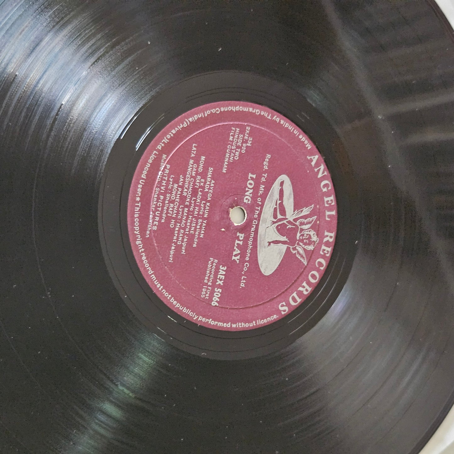 Gumnaam - Shankar Jaikishan - Angel 1st edition - near mint Original Soundtracks from well kept collection