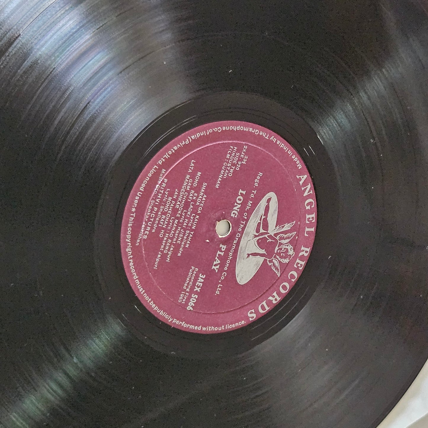 Gumnaam - Shankar Jaikishan - Angel 1st edition - near mint Original Soundtracks from well kept collection
