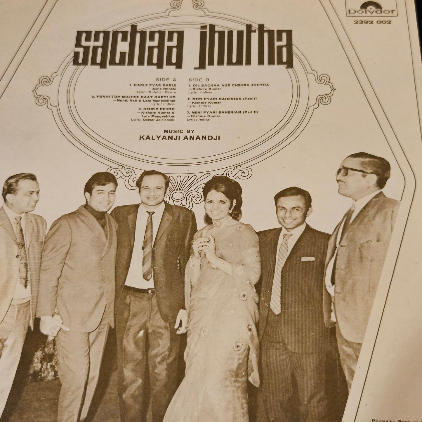 Sachaa Jhutha - Kalyanji Anandji superhit Psych funk in excellent condition from original soundtrack