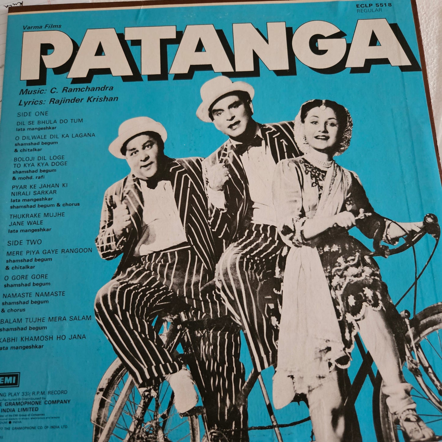 Patanga - by C. Ramachandra in pristine condition near mint with superhit song "mere piya gaye rangoon " - original soundtrack