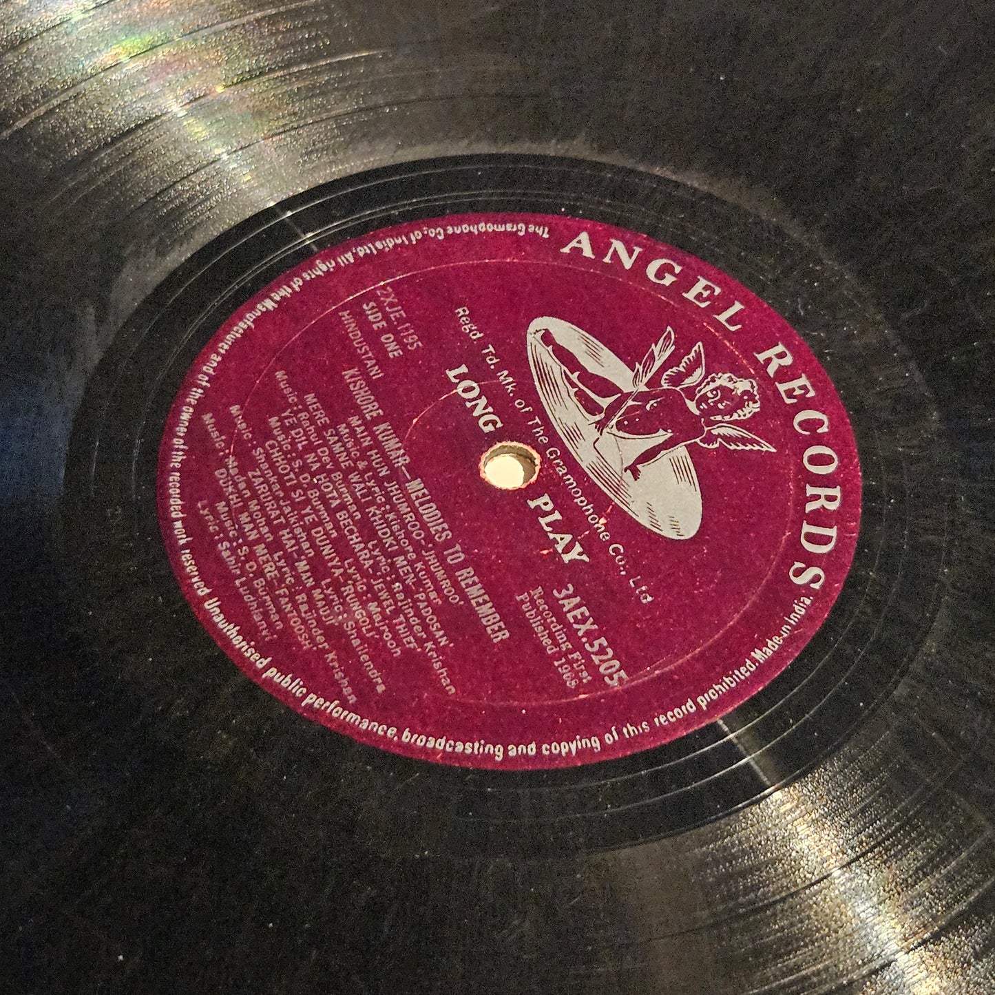 Kishore Kumar - Melodies to Remember - 1st pressing Angel in Vg+ Condition from original soundtrack 3AEX5205