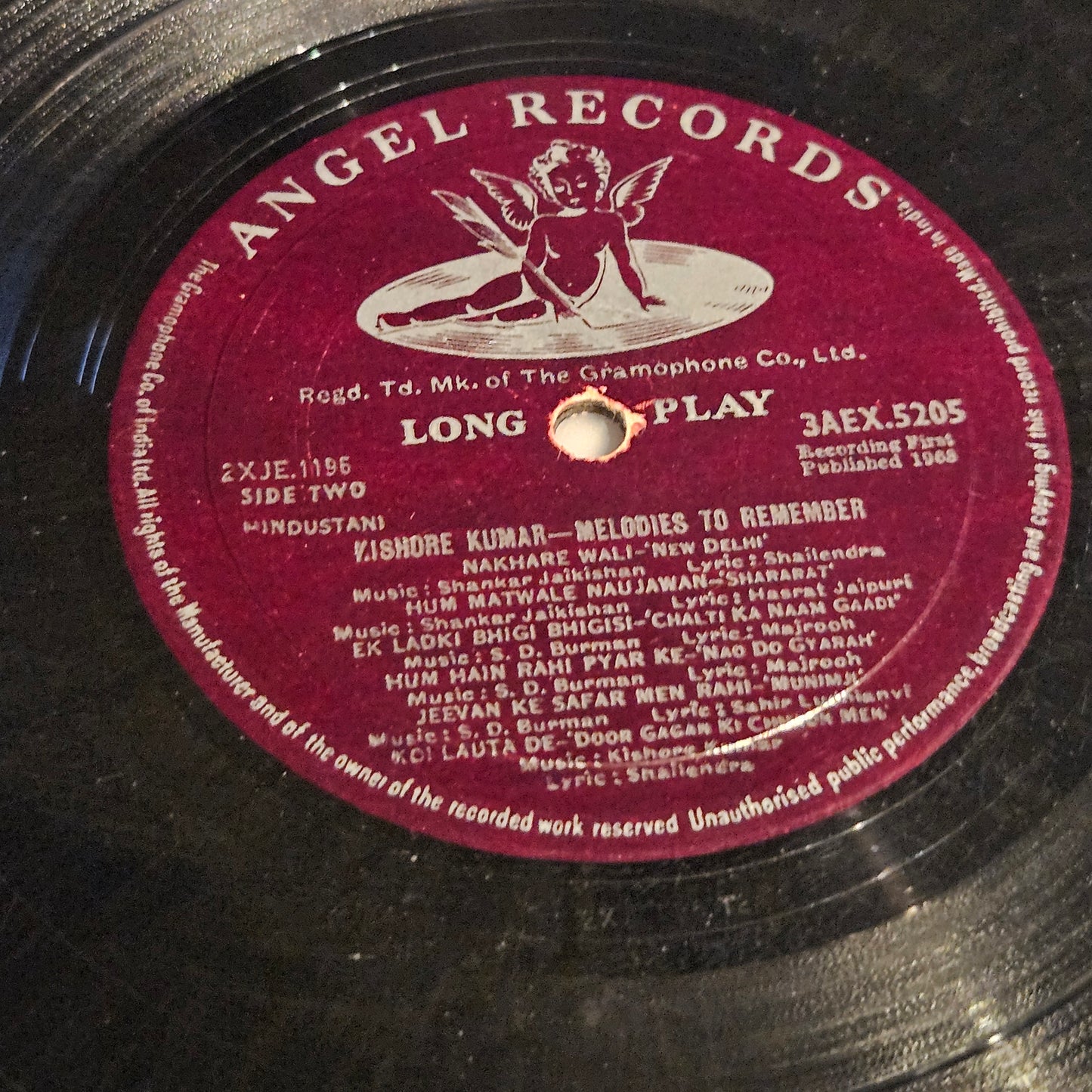 Kishore Kumar - Melodies to Remember - 1st pressing Angel in Vg+ Condition from original soundtrack 3AEX5205
