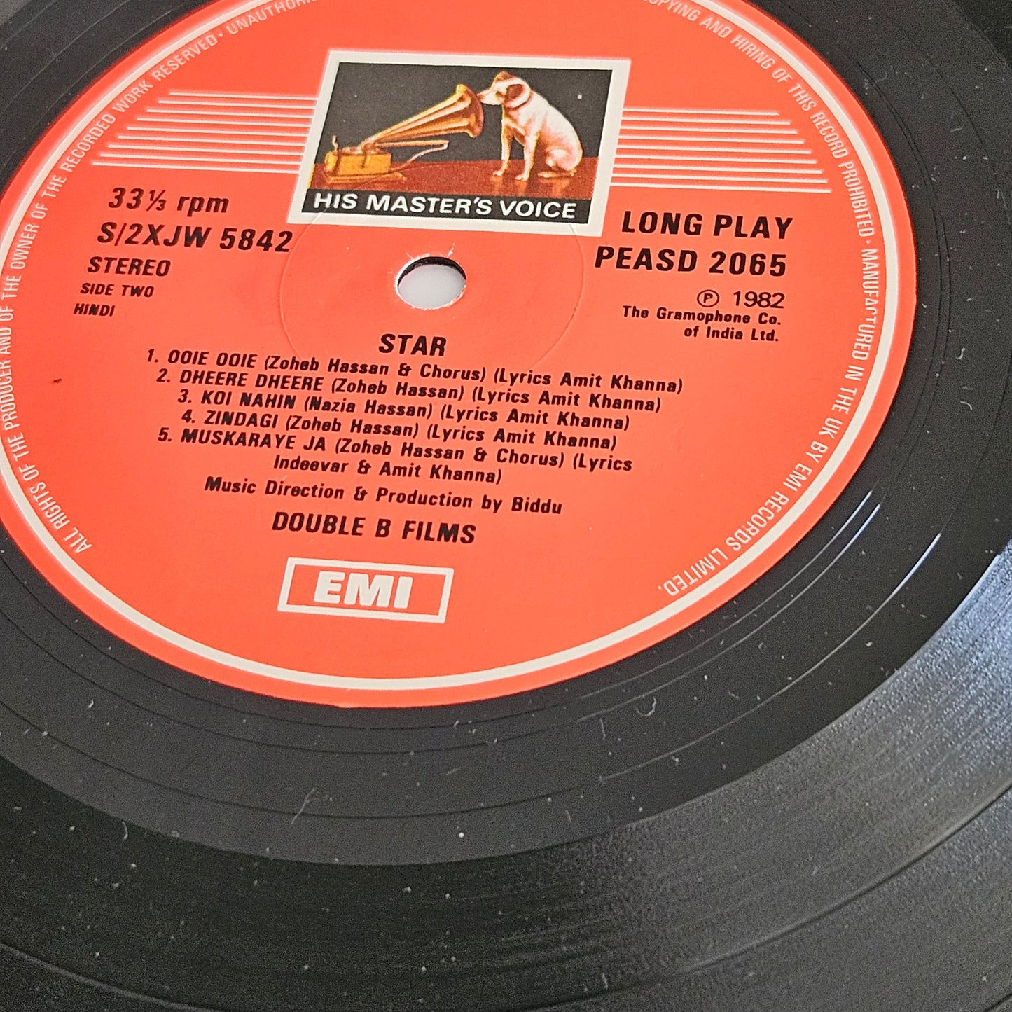 Star (1982) - Nazia & Zoheb Hassan* - and  - Biddu Star in near mint condition original soundtrack