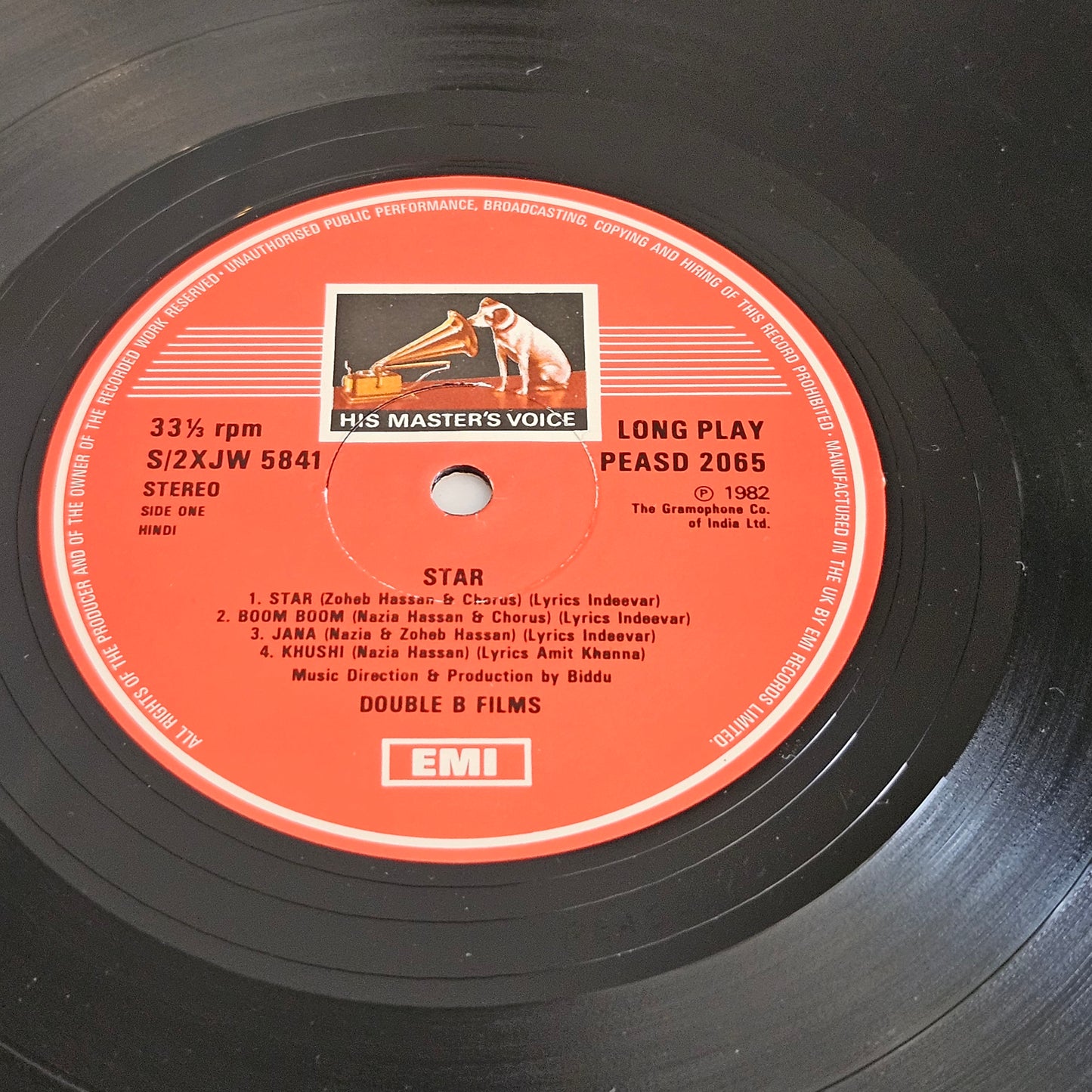 Star (1982) - Nazia & Zoheb Hassan* - and  - Biddu Star in near mint condition original soundtrack