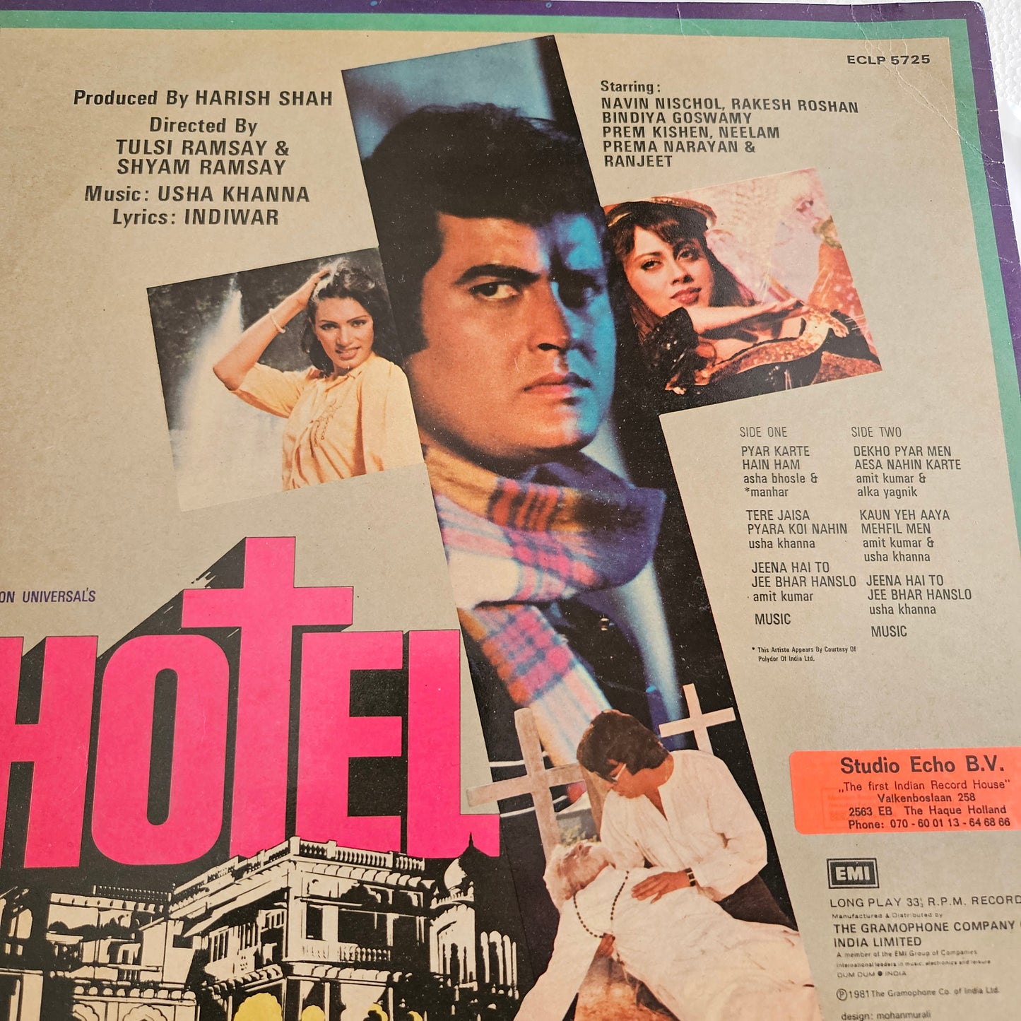 3 lps of Music Director Usha Khanna Superhit Lps collection 1. Hotel 2. Hawas and 3.Bin Phere Hum tere in excellent condition from original soundtrack