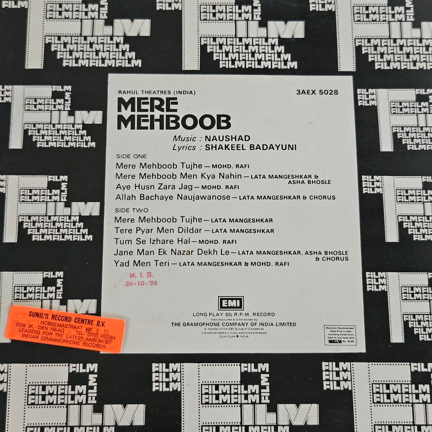 Mere Mehboob (1963) - classic by Maesteo Naushad in near mint pristine from original soundtrack