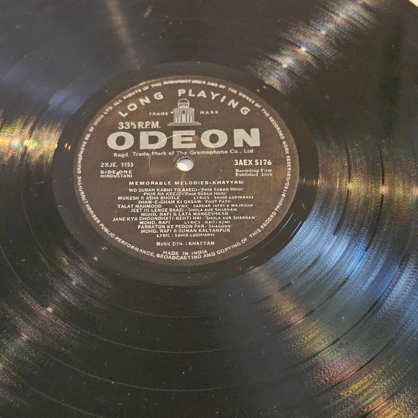 Khayyam -  Memorable Melodies in Excellent  - 3AEX 5176 including songs  of Aakhri Khat and rare song Tum apna ranj-o-gham