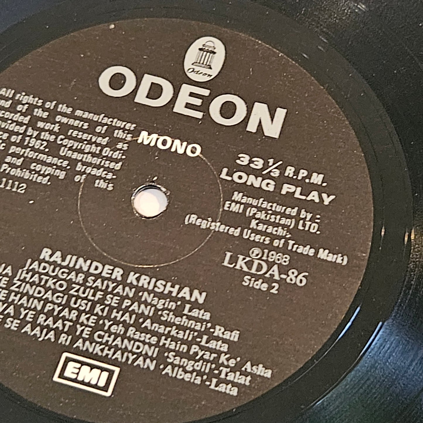 Rajinder Krishnan - his film hits - Rare Odeon edition in near mint condition from original soundtracks