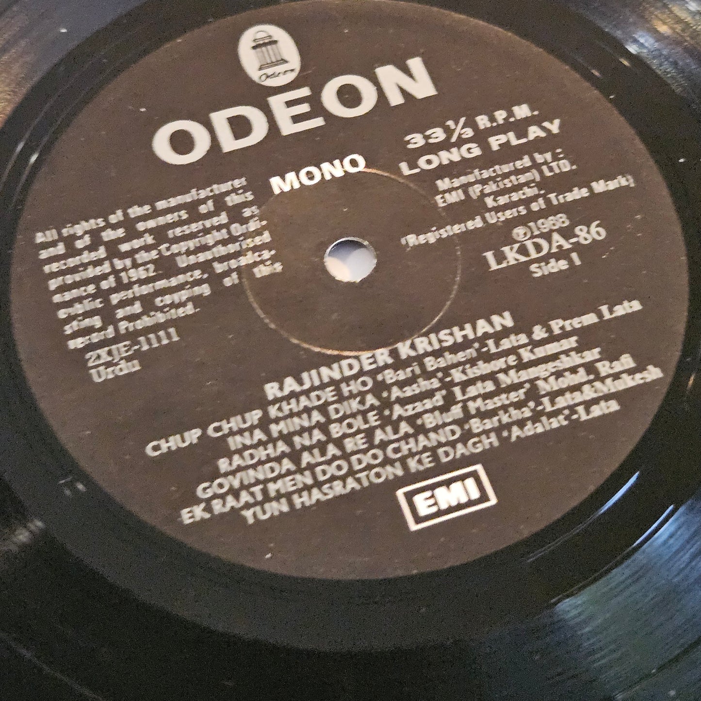 Rajinder Krishnan - his film hits - Rare Odeon edition in near mint condition from original soundtracks